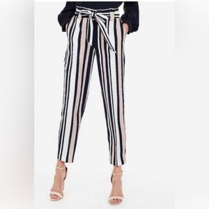Express Striped Trouser-High Waisted Ankle, Pink & Blue Size 12 New With Tags.